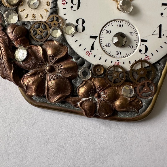 Artisan Designed Signed Antique Watch Parts Elgin Gruen Steampunk Brooch Pin - Picture 4 of 15
